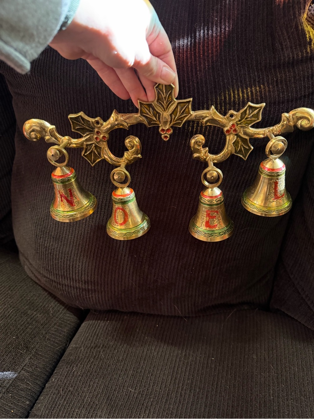 Vintage Kurt S. Adler "Santa’s World" solid brass NOEL bell wall hanger